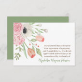 Elegantes Aquarell-Begräbnis- mit Blumentrauerfall Dankeskarte (Vorne/Hinten)