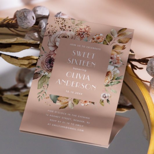 Elegantes Aquarell blass pink Süß 16 Einladung