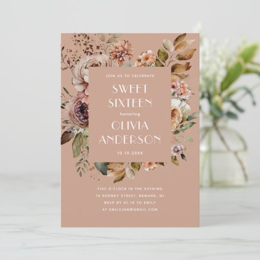 Elegantes Aquarell blass pink Süß 16 Einladung (Stehend Vorderseite)