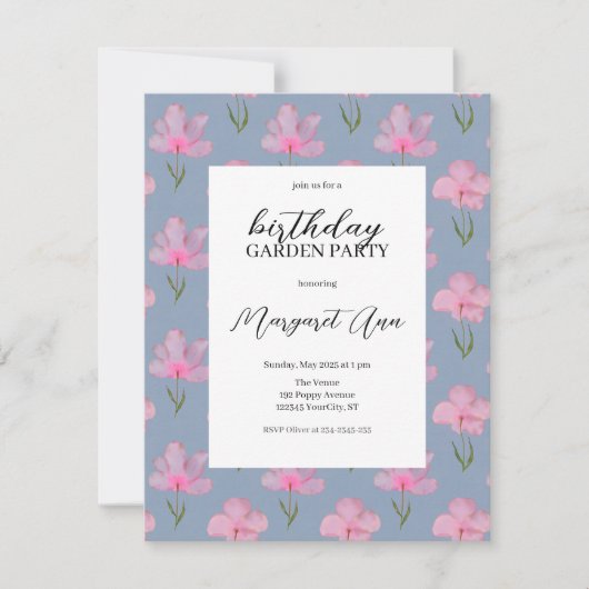 Elegantes Aquarell Blumengebirge Party Einladung (Vorderseite)