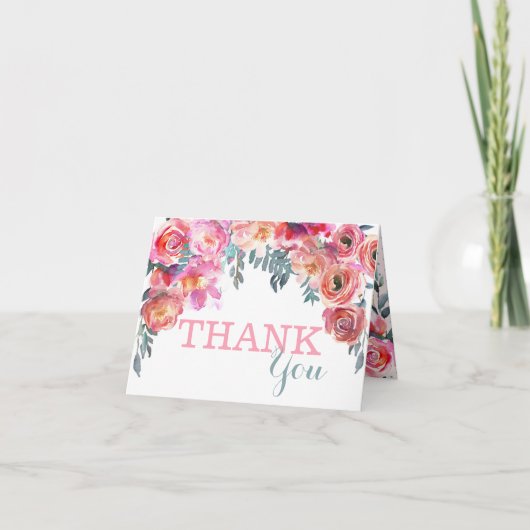 Elegantes Aquarell-Blumentropfen danken Ihnen Dankeskarte (Vorderseite)