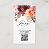 Elegantes Aquarell Burgund QR Code Wedding RSVP Begleitkarte (Vorderseite)