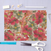 Elegantes Aquarell der roten Koralle grünes Seidenpapier (Handwerk)