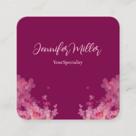 Elegantes Aquarell dunkelrosa Quadratische Visitenkarte