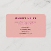 Elegantes Aquarell dunkelrosa Visitenkarte (Rückseite)
