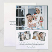 Elegantes Aquarell Eid Mubarak Familienfoto Feiertagskarte (Vorne/Hinten)