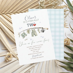 Elegantes Aquarell Ein kleiner Fischer zum 2. Gebu Einladung