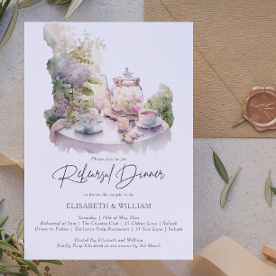 Elegantes Aquarell Garten Probedinner Einladung