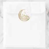 Elegantes Aquarell Gold Ramadan Kareem Mubarak Runder Aufkleber (Tasche)