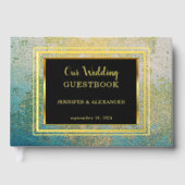 Elegantes Aquarell Hochzeit Gold Foil Gästebuch (Vorderseite)