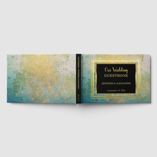 Elegantes Aquarell Hochzeit Gold Foil Gästebuch (Voll)
