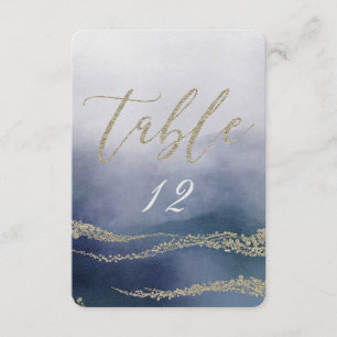 Elegantes Aquarell in Surf-Hochzeitstisch-Nummer Einladung