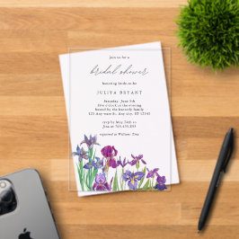 Elegantes Aquarell Iris Blume Brautparty Acryleinladungen