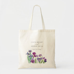 Elegantes Aquarell Iris Blume Hochzeit Tragetasche