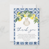 Elegantes Aquarell Lemon Positano Babydusche Dankeskarte (Vorderseite)