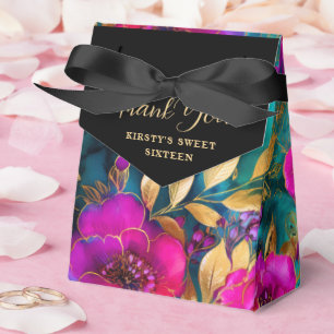 Elegantes Aquarell-Lila- und Türkisblumenmuster Geschenkschachtel