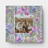 Elegantes Aquarell lila Wildblumen Barnwood Fotoplatte (Vorderseite)