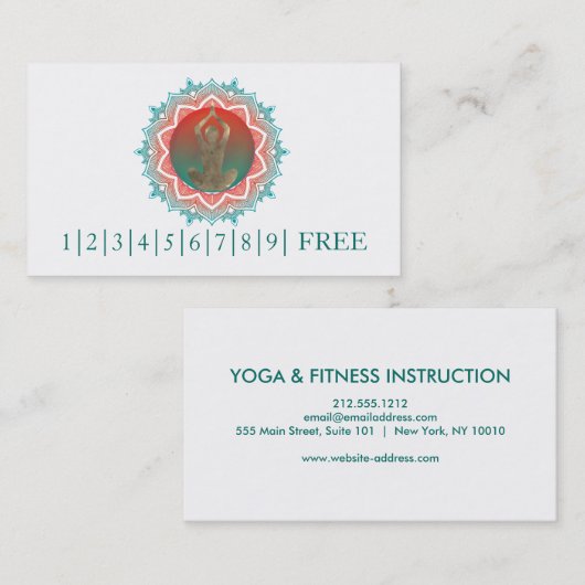 Elegantes Aquarell-Mandala YOGA Lehrer-Logo Visitenkarte (Vorne/Hinten)