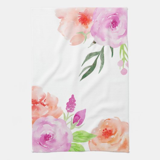 Elegantes Aquarell mit Blumen Handtuch (Vertikal)