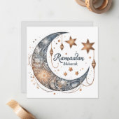 Elegantes Aquarell Ramadan Kareem Mubarak Mitteilungskarte (Vorderseite/Rückseite Beispiel)