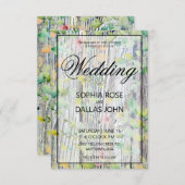 Elegantes Aquarell Rosa Wildblumen Barnwood Einladung (Vorne/Hinten)