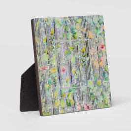 Elegantes Aquarell Rosa Wildblumen Barnwood Fotoplatte