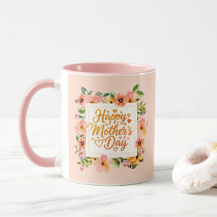 Elegantes Aquarell-Rosé-Blumen-Happy-Mother's-Day Tasse