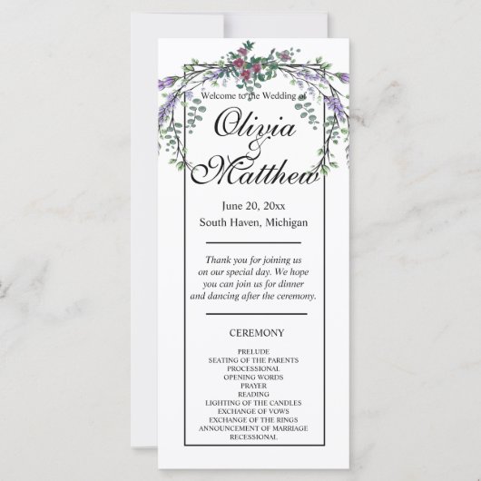 Elegantes Aquarell Rosenrosen Lavendelgras (Vorderseite)