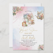 Elegantes Aquarell Tee Party Mädchen Rosa Goldbrid Einladung (Vorderseite)