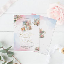 Elegantes Aquarell Tee Party Mädchen Rosa Goldbrid