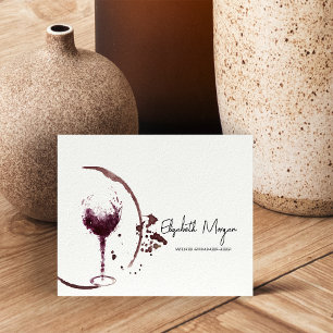 Elegantes Aquarell Weinfleck Weinglas Visitenkarte