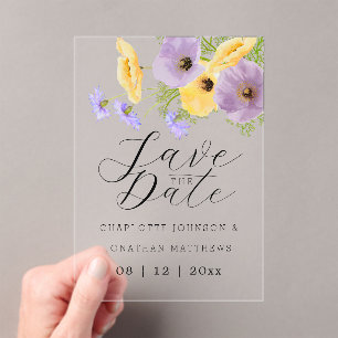 Elegantes Aquarell-Wildblumenstrauß-Hochzeit Acryleinladungen