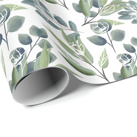 Elegantes Aquarell-Winter-Laub-Weihnachten Geschenkpapier (Rolleneckpunkt)