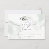 Elegantes Aquarellblatt Dusty Green RSVP Karte (Vorderseite)