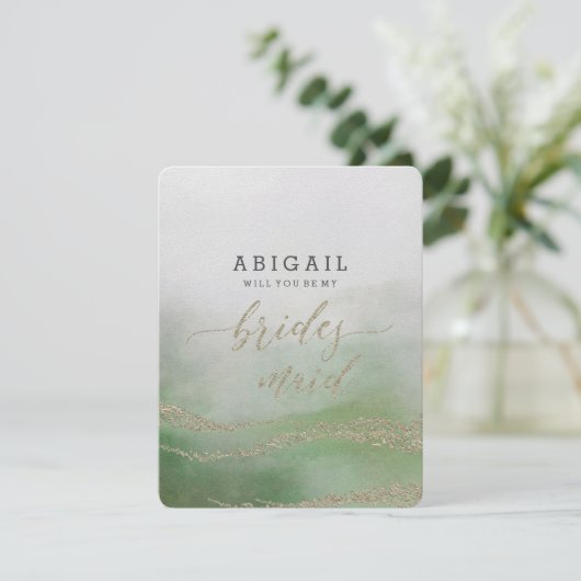 Elegantes Aquarellblatt wird überragt Einladung (Stehend Vorderseite)