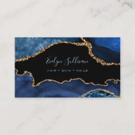 Elegantes Aquarellblau auf schwarz Visitenkarte