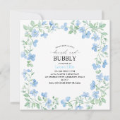 Elegantes Aquarellblau Blumen Brunch und Bubbl Einladung (Vorderseite)