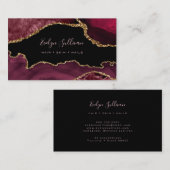 elegantes Aquarellbordeon auf schwarz Visitenkarte (Vorne/Hinten)