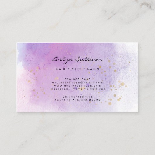 elegantes Aquarelldesign Visitenkarte (Rückseite)