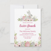 Elegantes Aquareller Ostergebiss Rosa Blumenbrunch Einladung (Vorderseite)