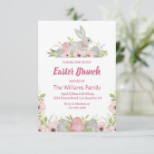 Elegantes Aquareller Ostergebiss Rosa Blumenbrunch Einladung (Stehend Vorderseite)