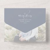 Elegantes Aquarellfarben-Blumenvogel QR-Foto All In One Einladung (Rückseite)