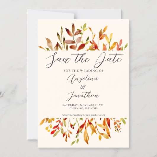 Elegantes Aquarellfarben Herbst lässt vereinzeltes Magneteinladung (Vorderseite)