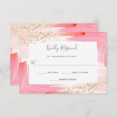 Elegantes Aquarellfarben Rosa und Gold Bat Mitzvah RSVP Karte (Vorne/Hinten)