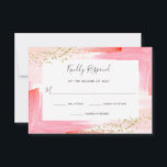 Elegantes Aquarellfarben Rosa und Gold Bat Mitzvah RSVP Karte<br><div class="desc">Diese prächtigen und eleganten Bat Mitzvah uAwg Response Cards sind mit trendigen Aquarellstrichen in femininen Rosa-,  Korallen- und Orangetönen gestaltet. Imitate mit goldenen Glitzer sehen konfetti aus.</div>