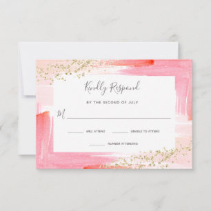 Elegantes Aquarellfarben Rosa und Gold Bat Mitzvah RSVP Karte