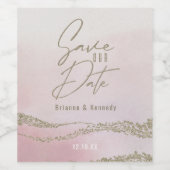Elegantes Aquarellfarben Rosa und Gold Save the Da Weinetikett (Einzelnes Label)