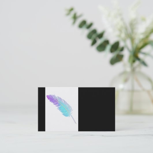 Elegantes Aquarellfederblau und lila Visitenkarte (Stehend Vorderseite)