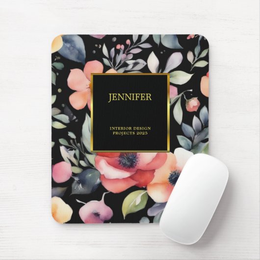 Elegantes Aquarellgold Blume beruflich Mousepad (Mit Mouse)