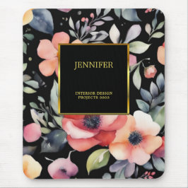 Elegantes Aquarellgold Blume beruflich Mousepad